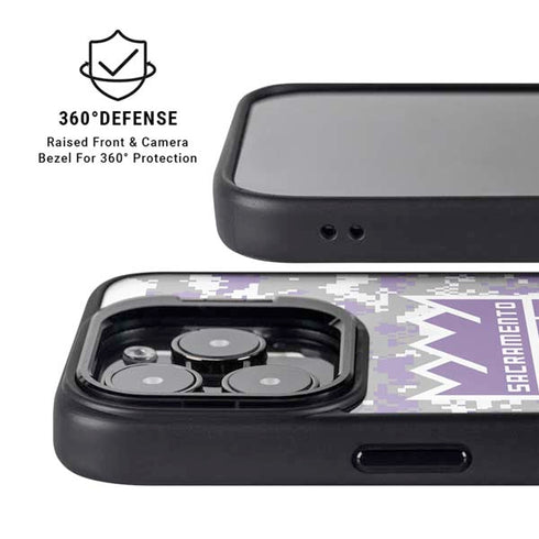 NBA Sacramento Kings Purple Digi Camo iPhone 15 Pro Kickstand Case